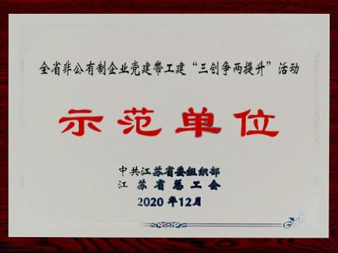 Z6官网集团荣获全省非公有造企业党建带工建 “三创争两提升”活动示范单元